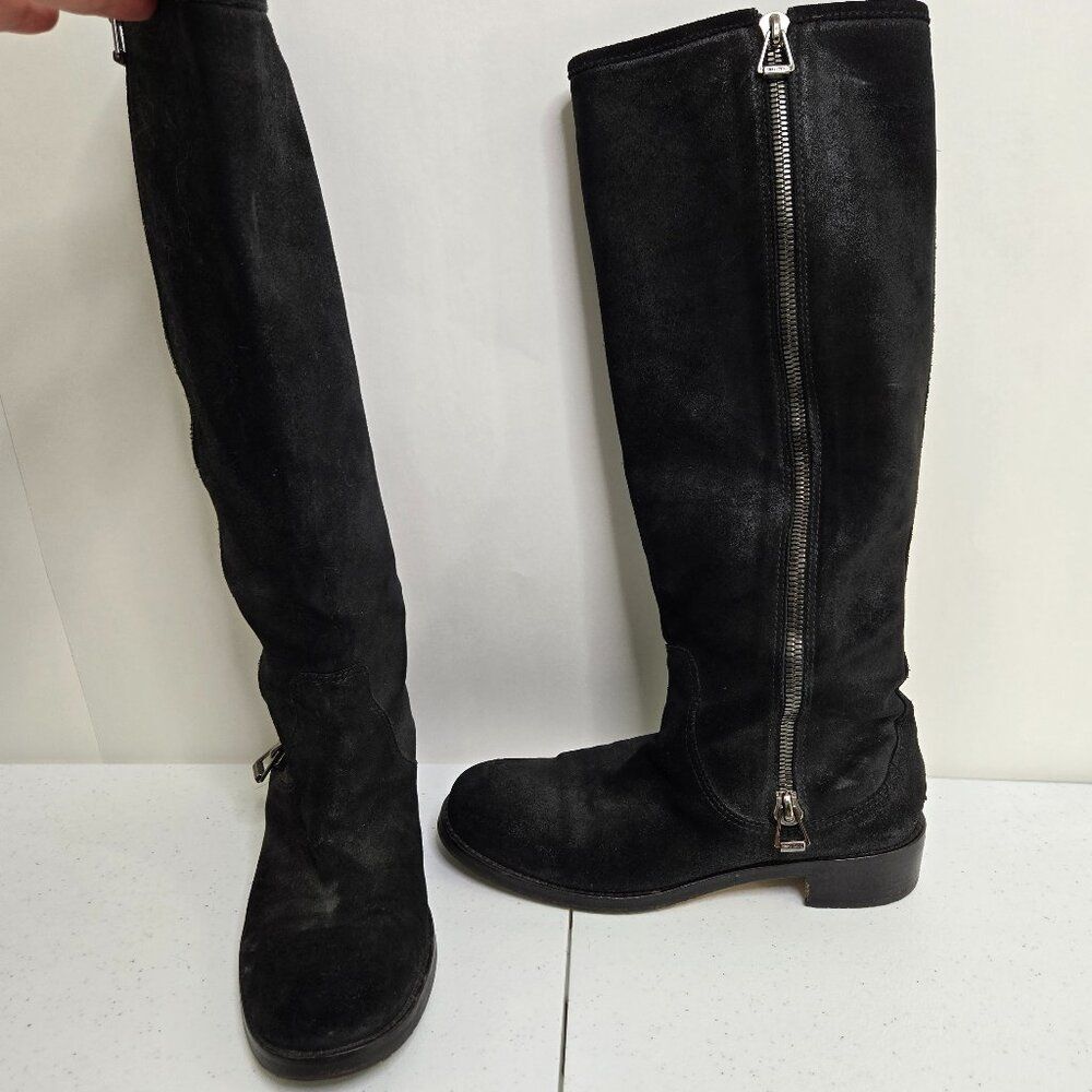 Jimmy Choo Doreen Moto Boots Black Leather 39 US 9  $1095 Italy Riding Tall